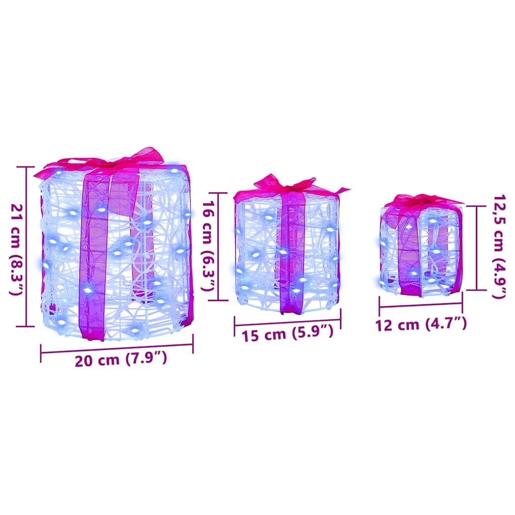 Dekorácia Darčekovej Škatule 3 Pcs Modrá 20 X 20 X 21 Cm Akryl