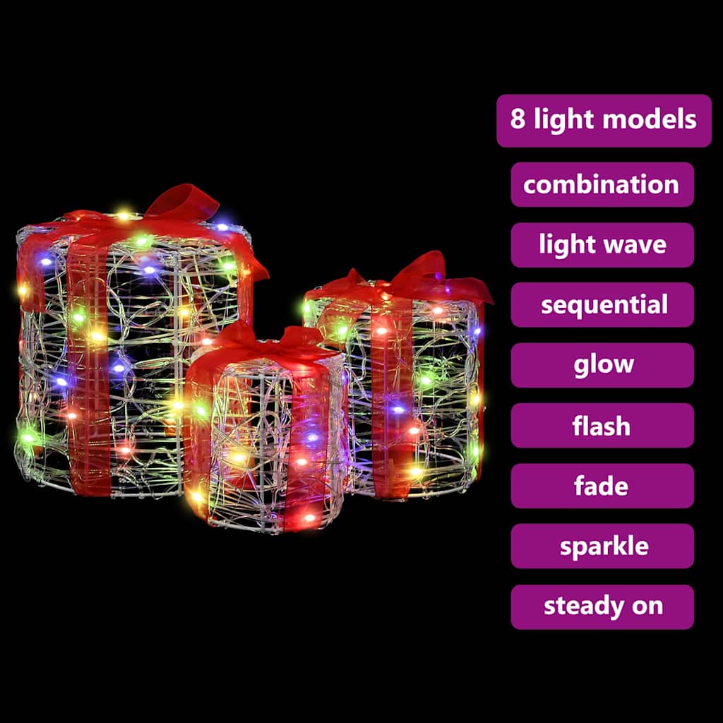 Dekorácia Darčekovej Škatule 3 Pcs Farebné 20 X 20 X 21 Cm