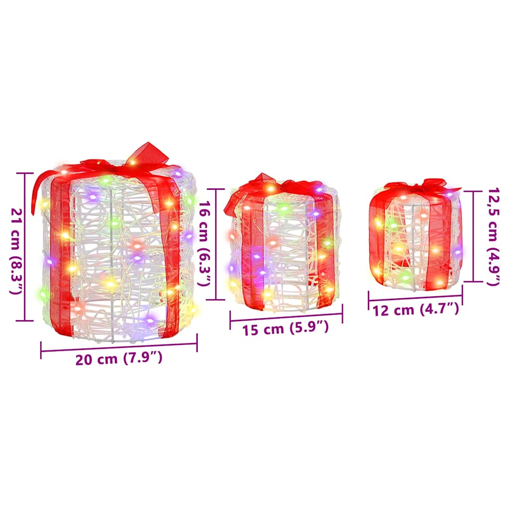 Dekorácia Darčekovej Škatule 3 Pcs Farebné 20 X 20 X 21 Cm