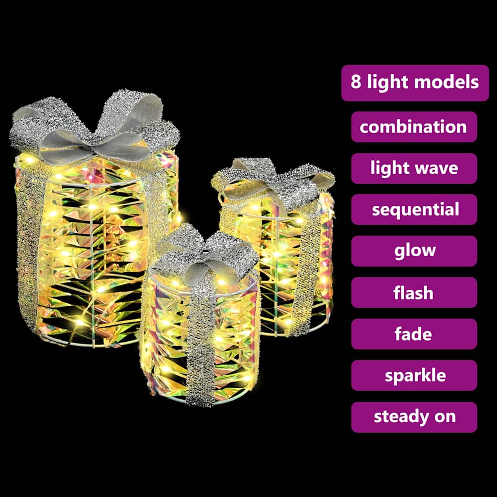 Dekorácia Darčekovej Skatuľky 3 Pcs Teplá Biela Pet