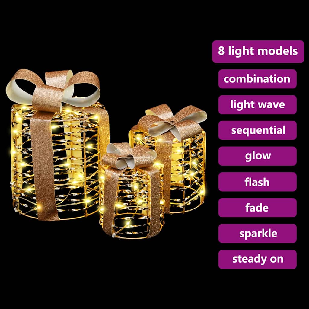 Dekorácia Darčekovej Skatuľky 3 Pcs Teplá Biela Pet