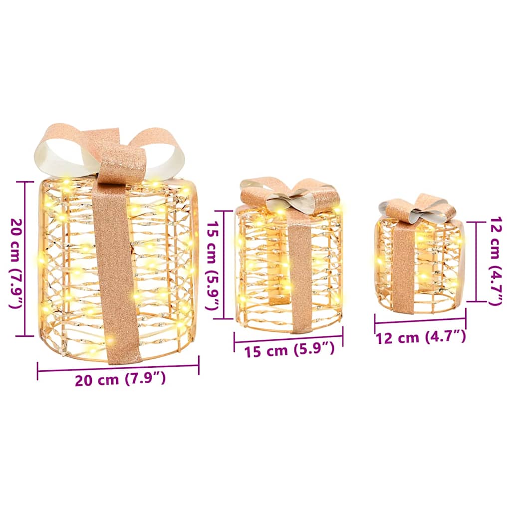 Dekorácia Darčekovej Skatuľky 3 Pcs Teplá Biela Pet