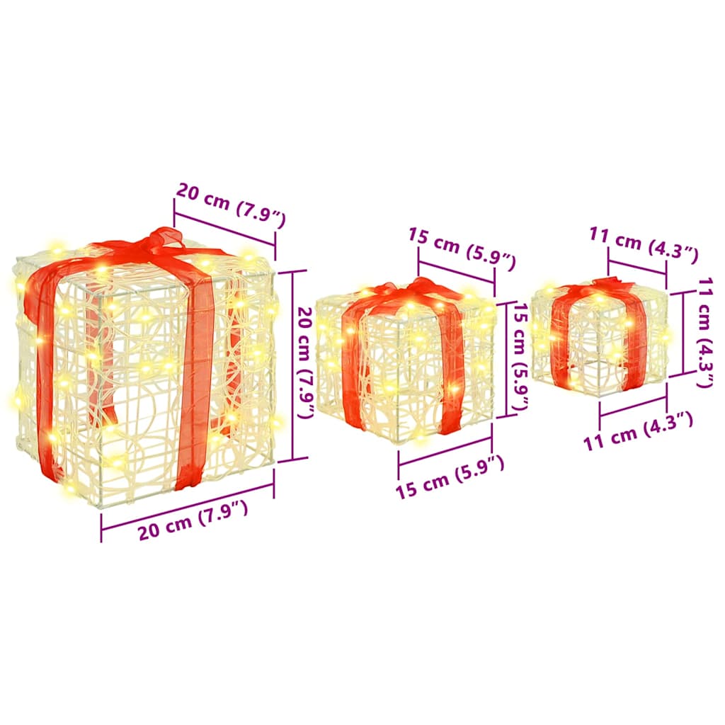 Darčeková Škatľa 3 Pcs Teplá Biela 20 X 20 X 20 Cm Akryl