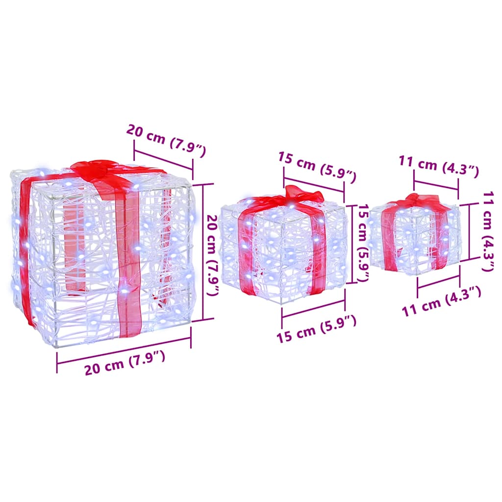 Darčeková Škatľa 3 Pcs Studená Biela 20 X 20 X 20 Cm Akryl