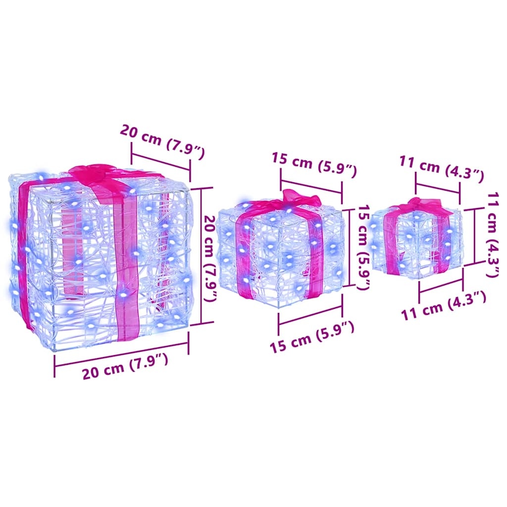 Darčeková Škatľa S 60 Led-I 3 Pcs Modrá 20 X 20 X 20 Cm Akryl