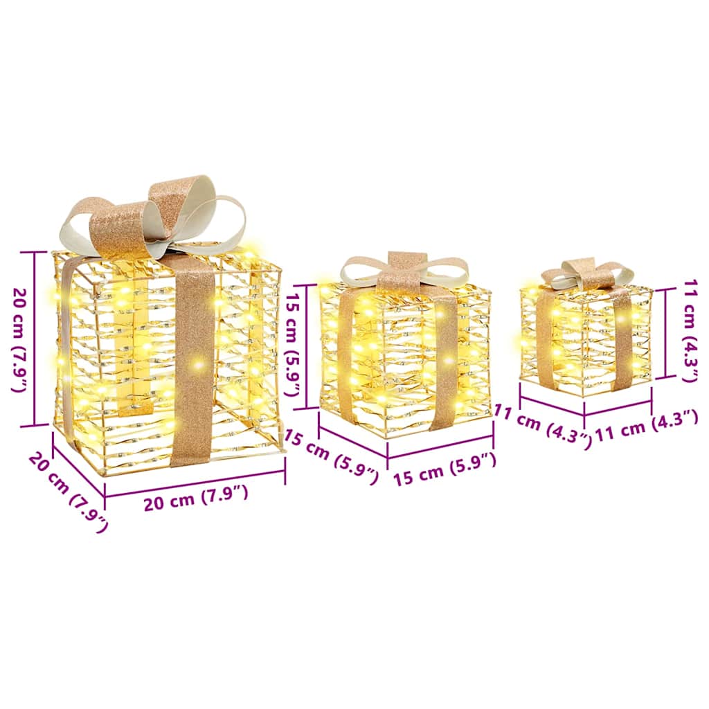 Darčeková Škatľa 3 Pcs Teplá Biela 20 X 20 X 20 Cm Pet