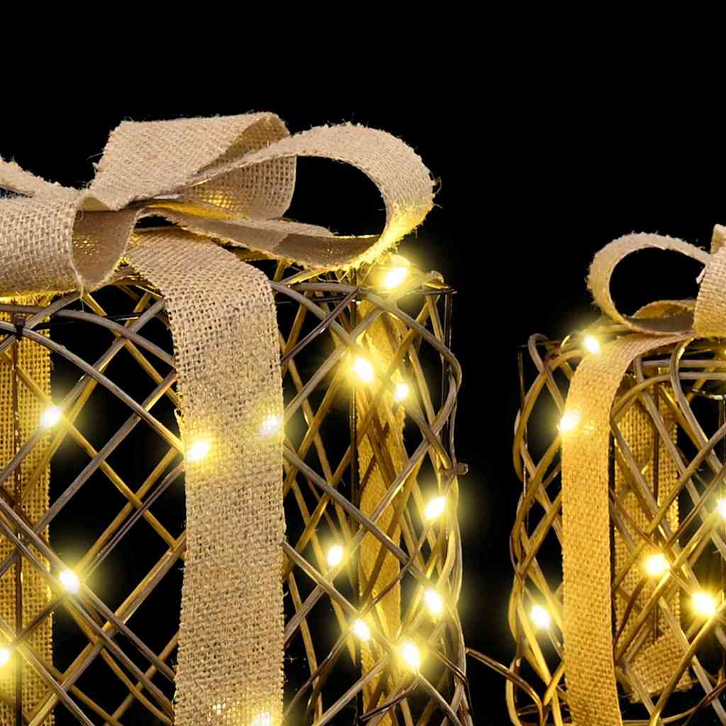 Darčeková Škatľa 3 Pcs Teplá Biela 20 X 20 X 20 Cm Ratan