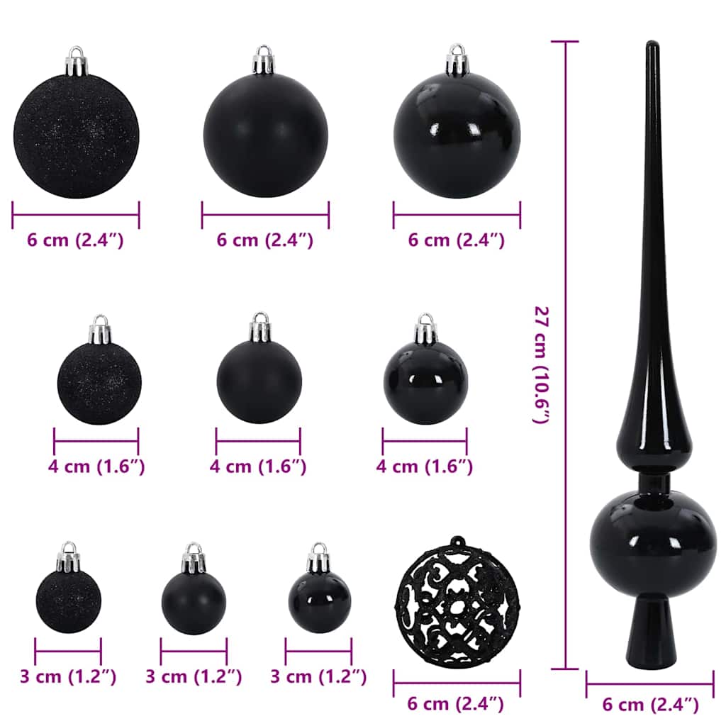 Súprava Vianočných Ozdôb S 150 Led-I 61 Pcs Čierna Plast