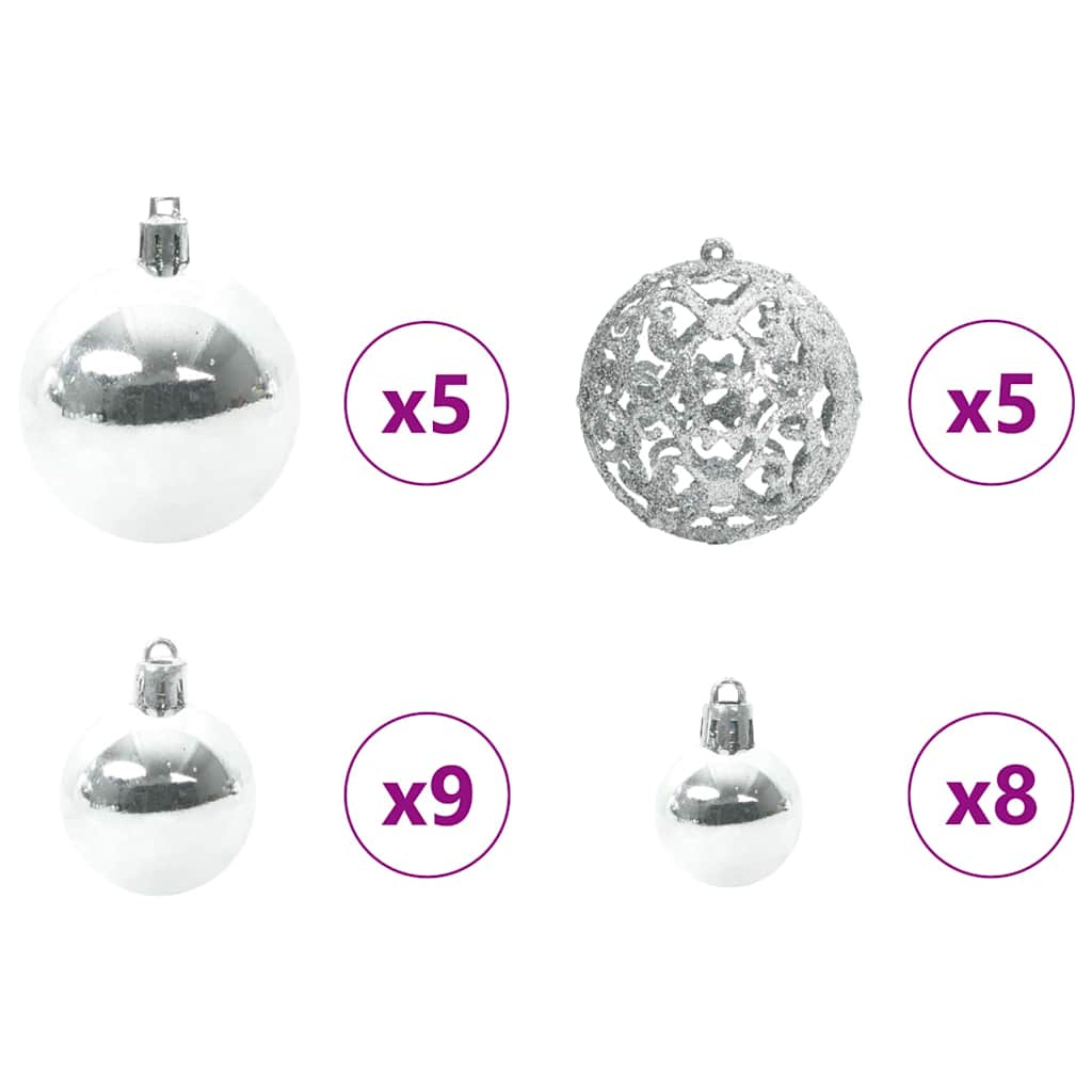 Súprava Vianočných Ozdôb S 150 Led-I 61 Pcs Strieborná Plast