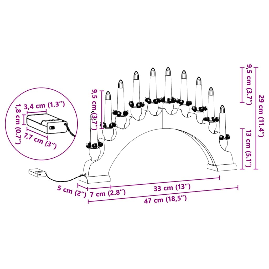 Vianočný Svietnik S Oblúkom A 10 Led Sviečkami Červená