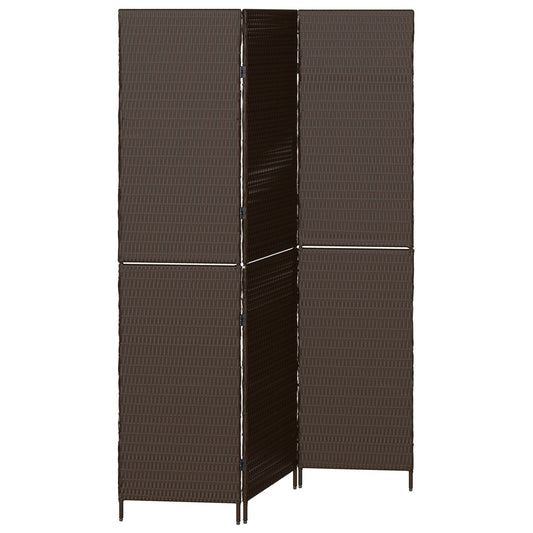 Deliteľka izieb 3 panely skladacia hnedá 146x180 cm poly ratan