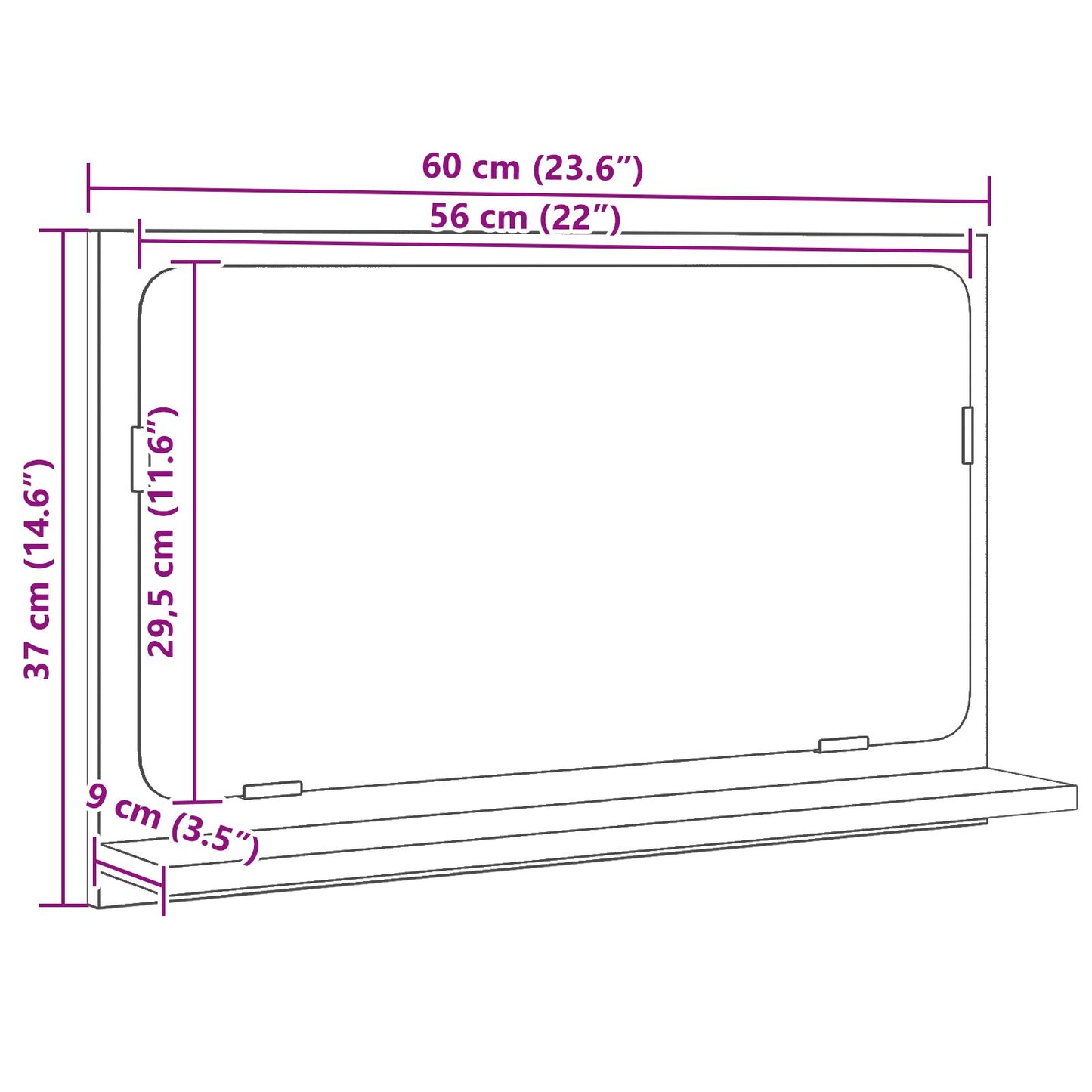 Zrkadlo do kúpeľne Čierny dub 60x10,5x37 cm Inžinierstvo drevo