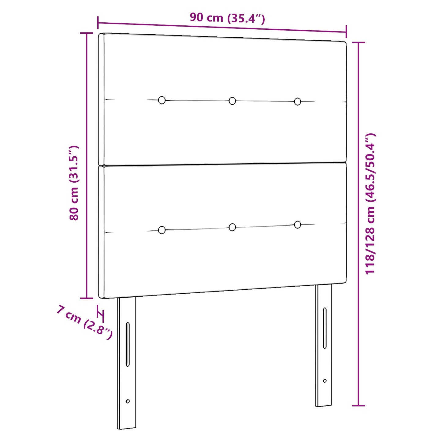 Čelo postele s gombíkmi, tmavošedé, 90 cm, zamat