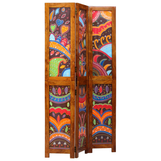 Rozdeľovač miestnosti 3 panely Hnedo-žltý 35x1.5x160 cm pevné drevo Akácia