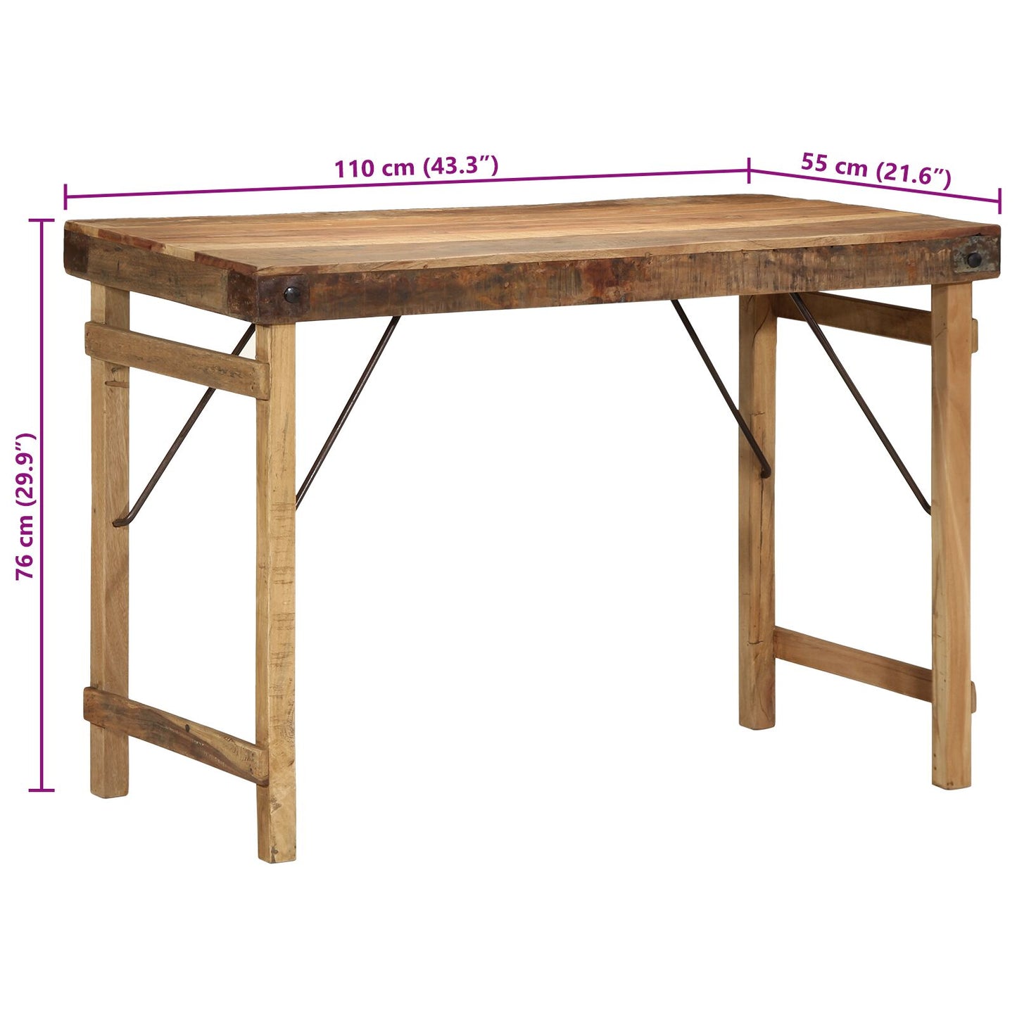 Jedálenský stôl 110x55x76 cm z recyklovaného masívu
