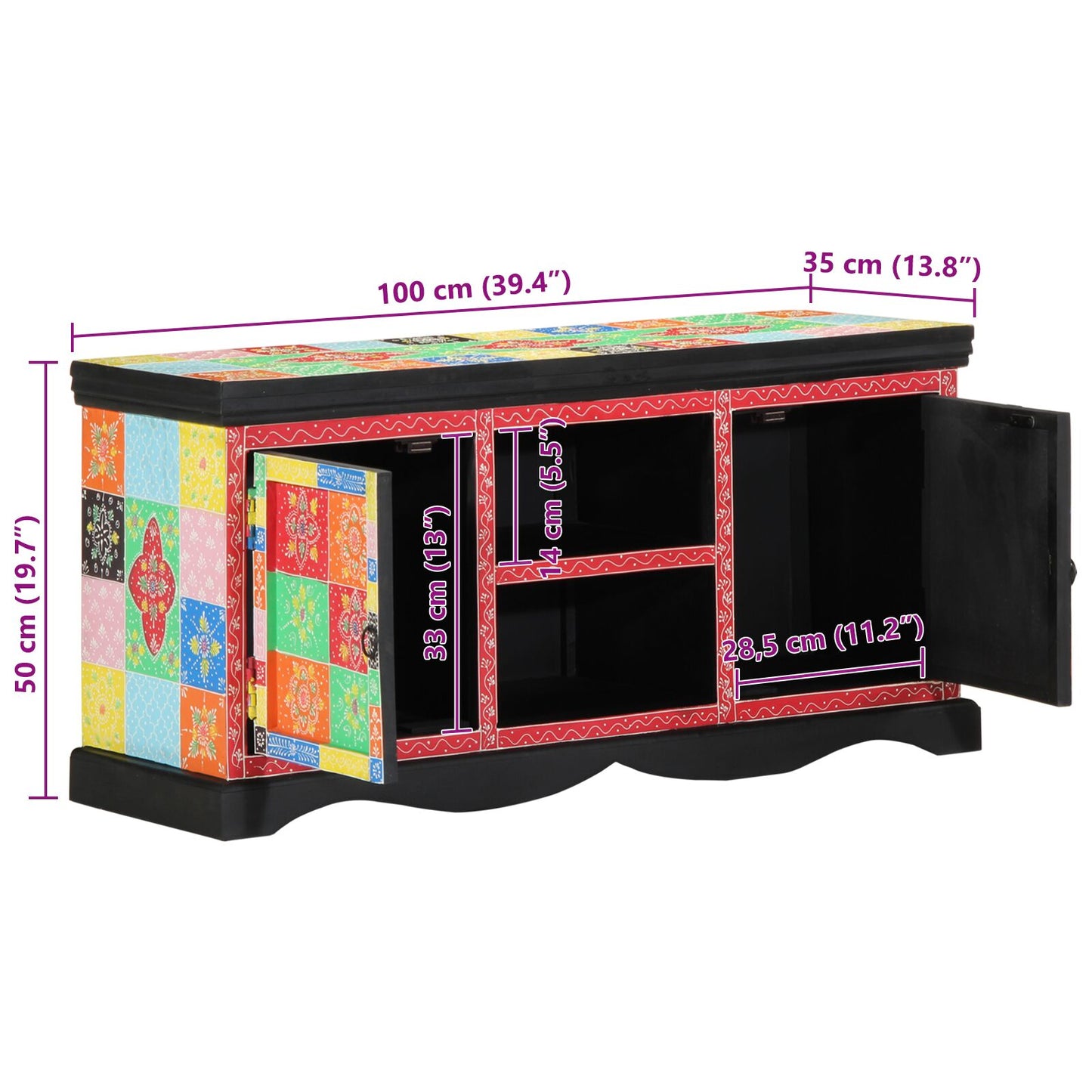 TV skrinka Viac farieb 100x35x50 cm Masívne mango