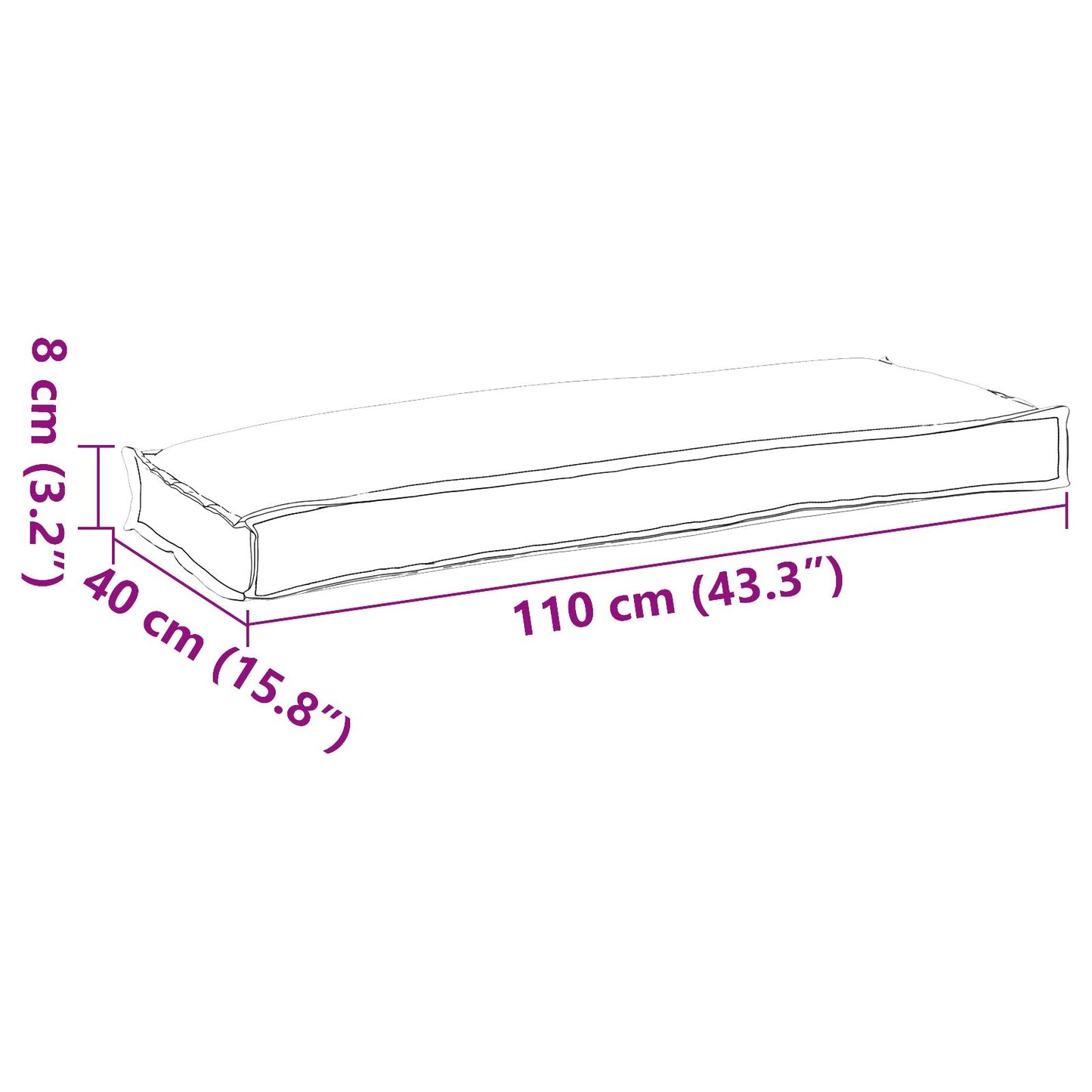 Vonkajší Vankúš Antracitová Polyester 110 cm x 40 cm x 8 cm