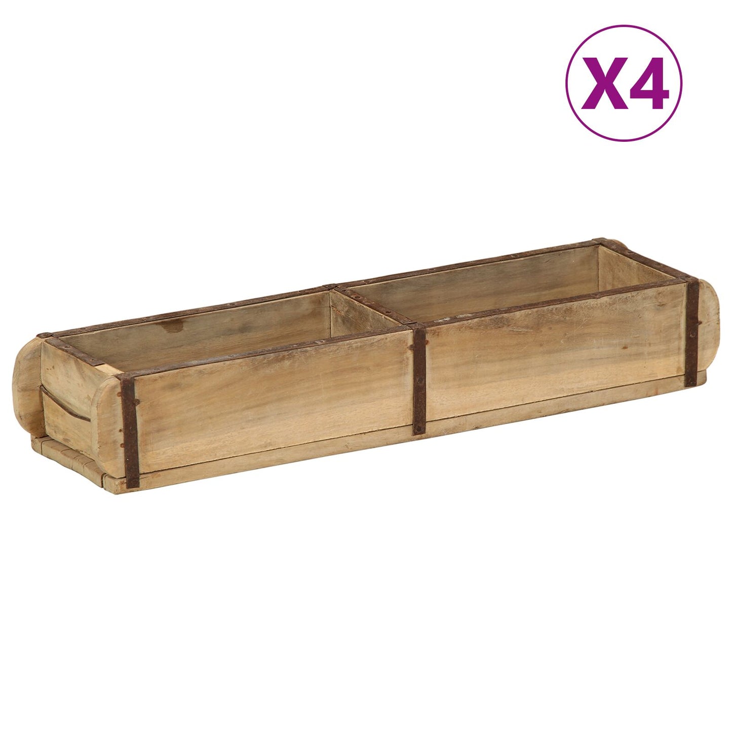 Tácky 4 ks 60,5x15x9 cm Masívne drevo zrecyklované