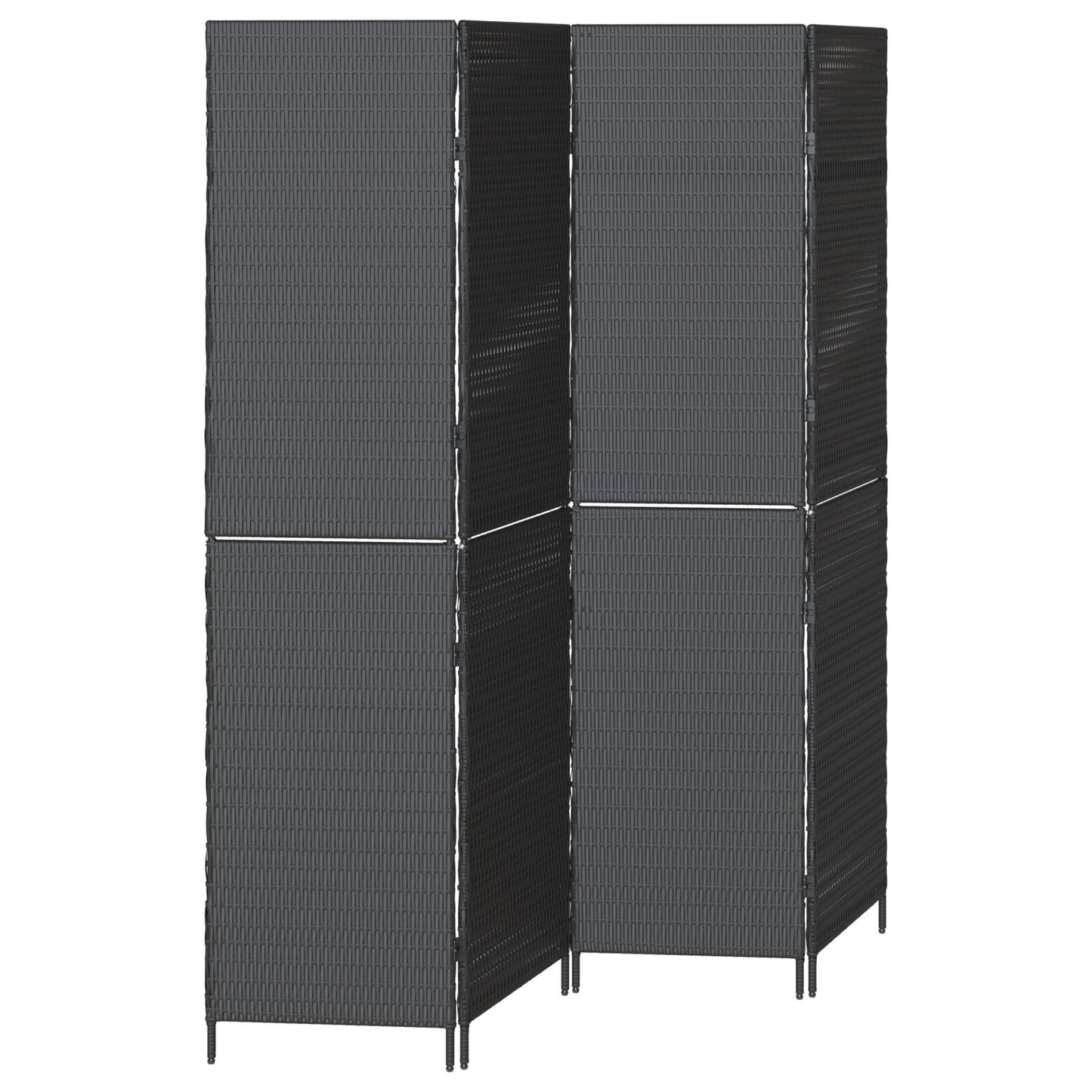 Predelenie miestnosti 4 panely skladacie čierne 195x180 cm poly ratan