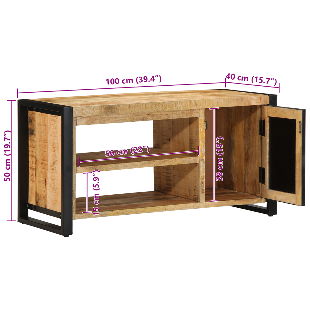 Lavička Na Topánky Hnedá 100 X 40 X 50 Cm Mangový Masív