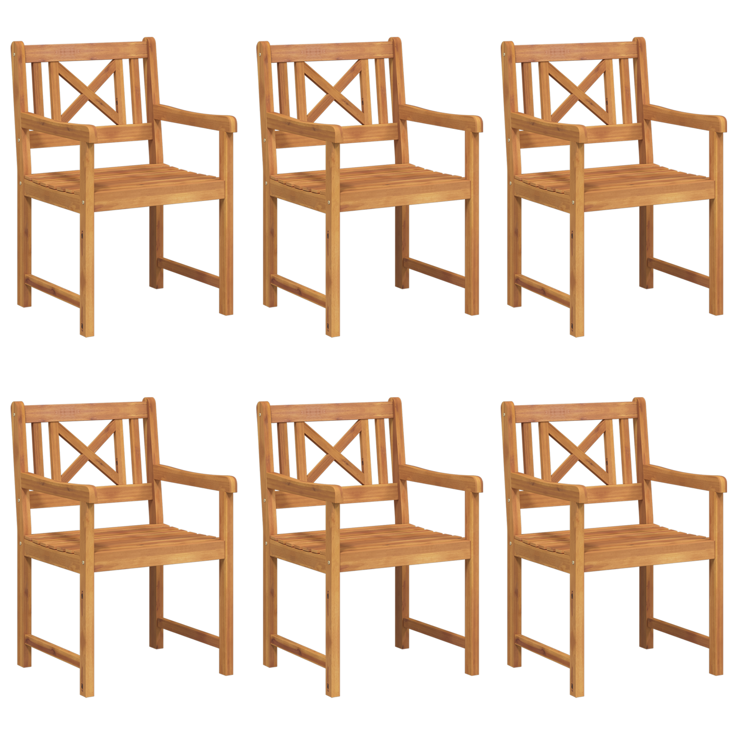 Záhradné kreslá vidaXL 6 ks 56x55.5x90 cm Pevné drevo akácia
