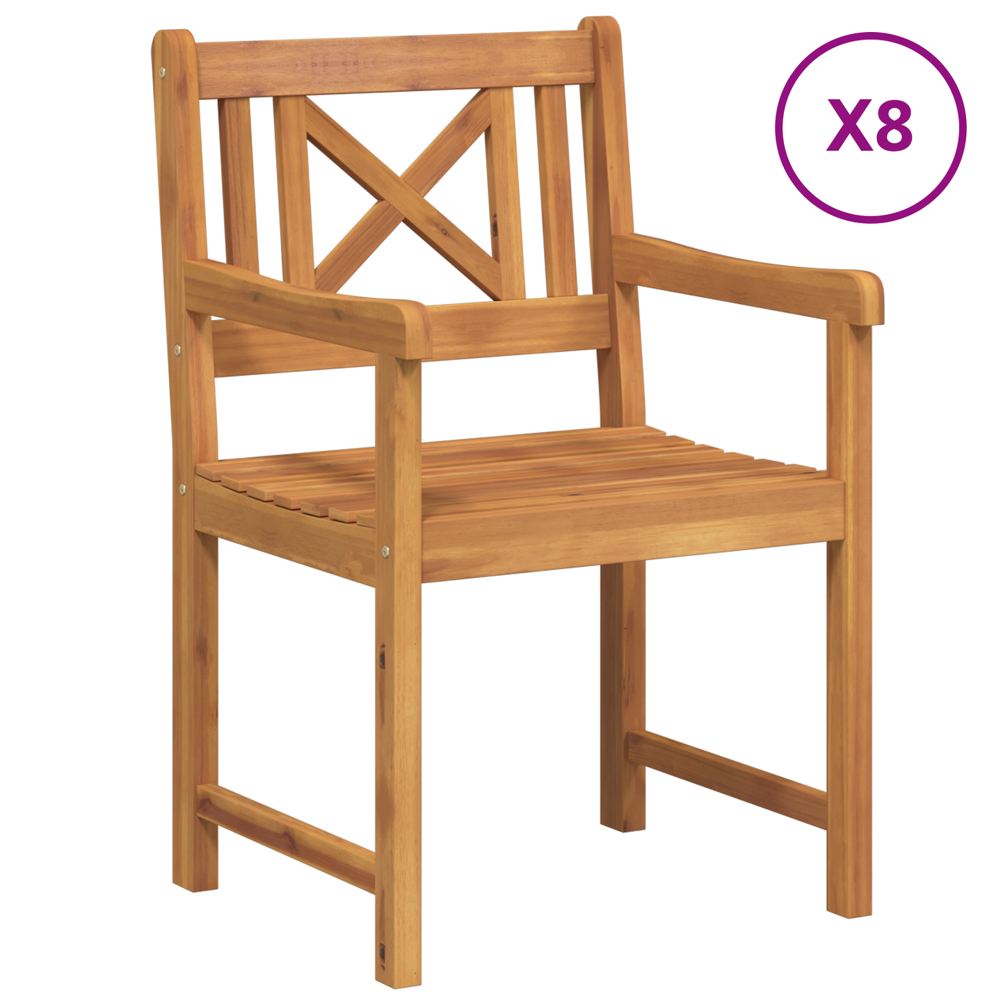 Záhradné stoličky vidaXL 8 ks 56x55.5x90 cm Masívne akáciové drevo
