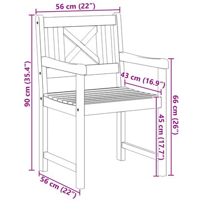 Záhradné stoličky vidaXL 8 ks 56x55.5x90 cm Masívne akáciové drevo