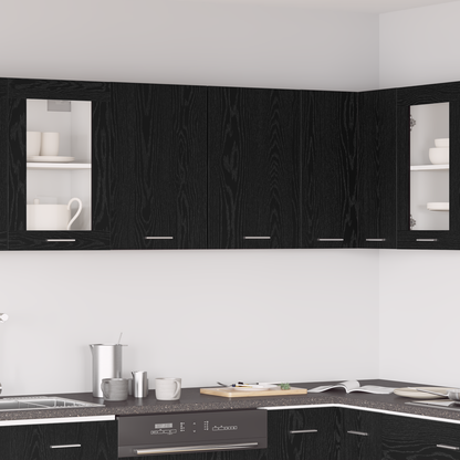 Čierna dubová visiaca skriňa - 80x31x60 cm - Vyrobené z inžinierskeho dreva