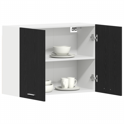 Čierna dubová visiaca skriňa - 80x31x60 cm - Vyrobené z inžinierskeho dreva