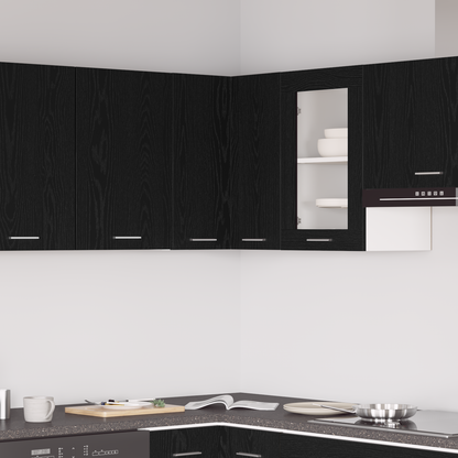 Závesná rohová skriňa - Čierna dub - 57x57x60 cm - Vyrobené z kompozitného dreva